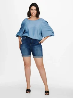 CARLAOLA Wysoka talia Krój skinny Jeansowe szorty