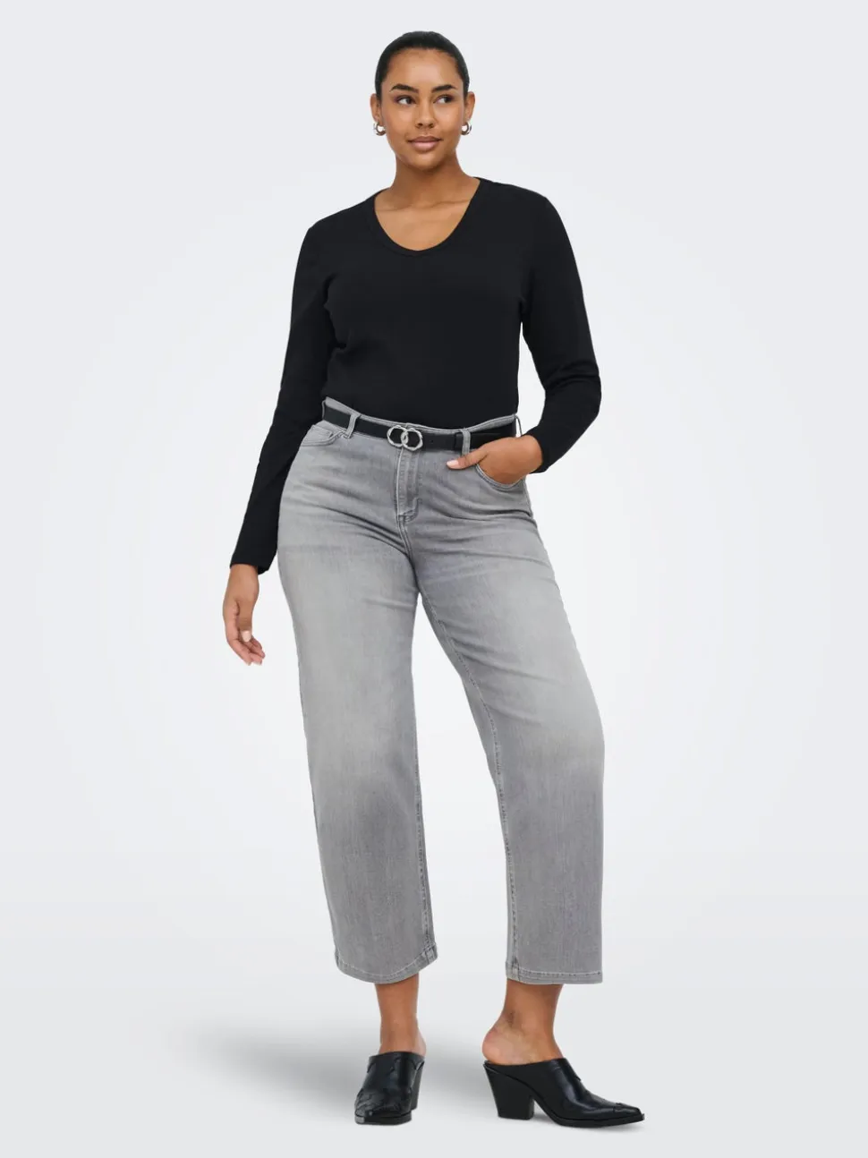 CARWILLY Wysoka talia Krój wide leg Jeans