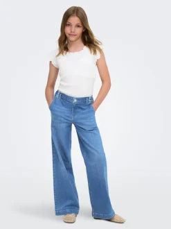 KOGNEW Średnia talia Krój wide leg Jeans