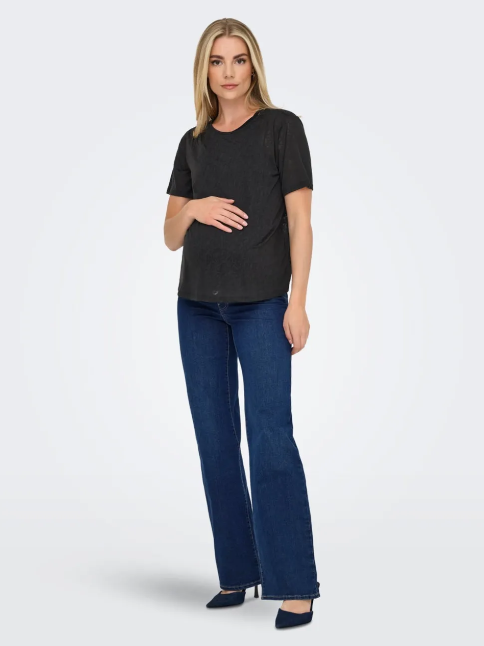 OLMWAUW Średnia talia Krój wide leg Jeans