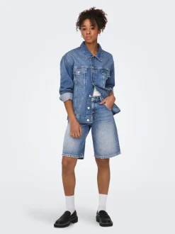 ONLMATE Średnia talia Krój baggy Jeansowe szorty