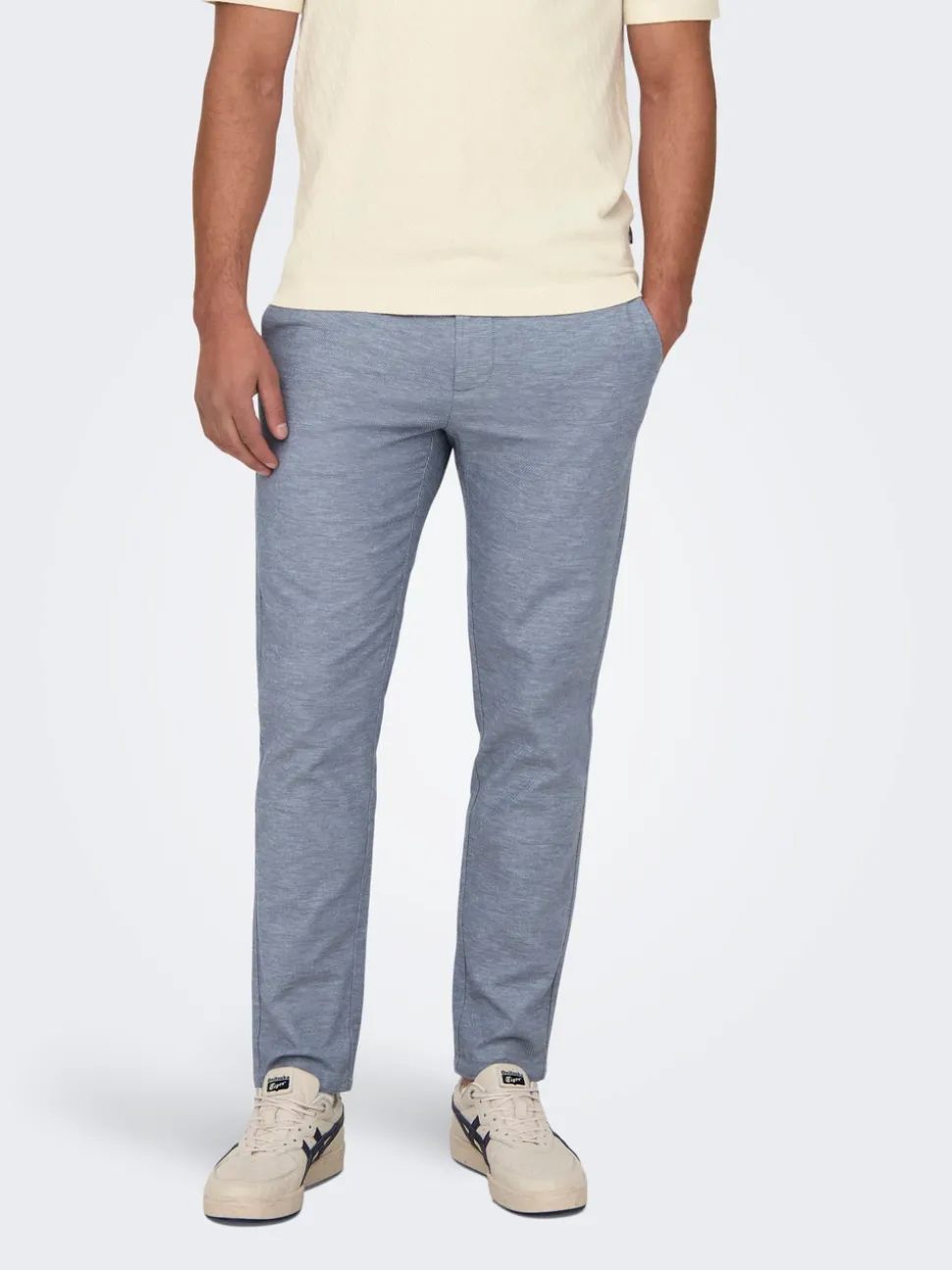ONSMARK Krój tapered Len Spodnie chino